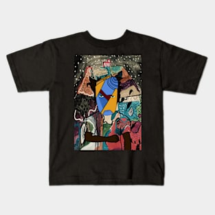 Dive into the Intriguing World of the MaleMask NFT - CrayonEye Color and Mystery Night Background Kids T-Shirt